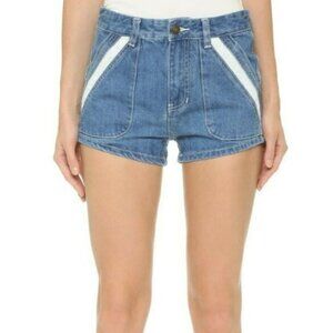 NWT FREE PEOPLE Lewis Blue Lace Stripe Denim Shorts (Size 24) MSRP $88